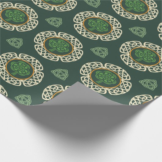 Celtic Irish Shamrock Shield Traditional Irish Cadeaupapier (Hoek)