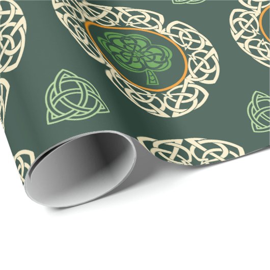 Celtic Irish Shamrock Shield Traditional Irish Cadeaupapier (Rol Hoek)