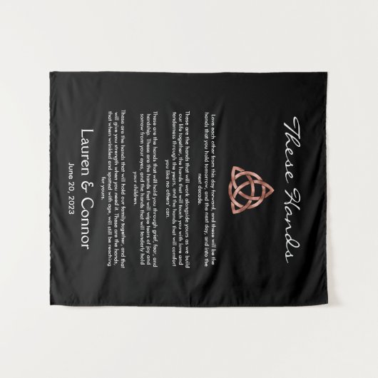 Celtic Irish Wedding Vows Handfasting Ceremony Wandkleed (Voorkant (horizontaal))