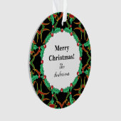 Celtic KerstHolly Wreath Pattern - Gepersonaliseer Ornament (voorkant)