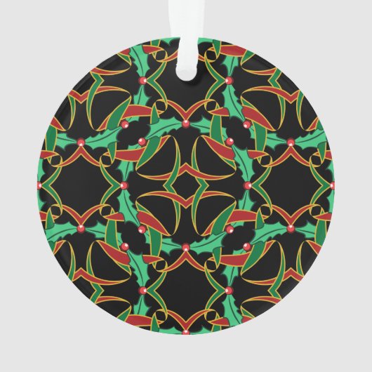 Celtic KerstHolly Wreath Pattern - Gepersonaliseer Ornament (achterkant)