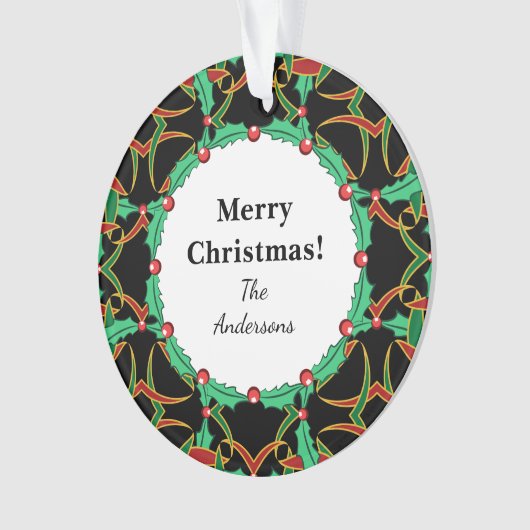 Celtic KerstHolly Wreath Pattern - Gepersonaliseer Ornament (voorkant)