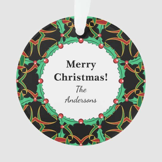 Celtic KerstHolly Wreath Pattern - Gepersonaliseer Ornament (voorkant)