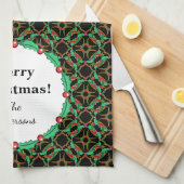 Celtic KerstHolly Wreath Pattern - Gepersonaliseer Theedoek (Quarter Fold)