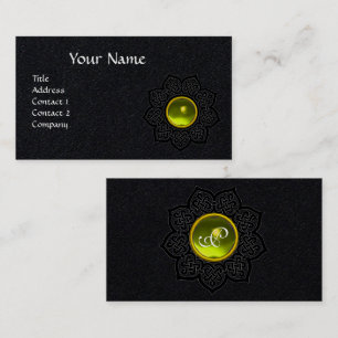 CELTIC KNOOP BLOEM GEEL EDELSTEEN MONOGRAM Zwart Visitekaartje
