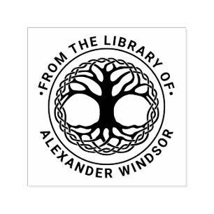 Celtic Knoop Levensboom #2F Bibliotheek Boeknaam Zelfinktende Stempel