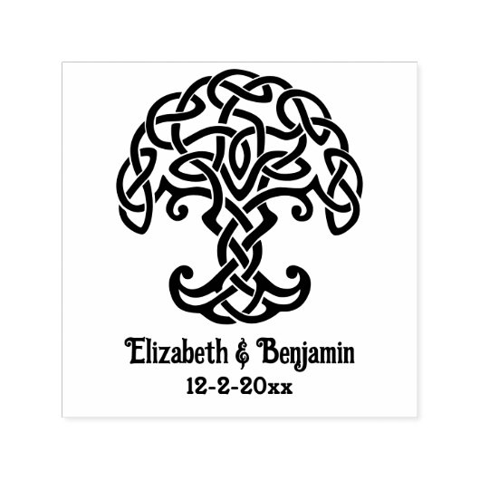 Celtic Knoop Levensboom Koppel Namen Datum  Zelfinktende Stempel (Design)