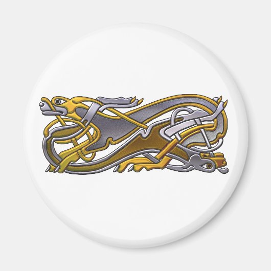 Celtic Knot 2 dogs - goud en zilver Magneet (Voorkant)