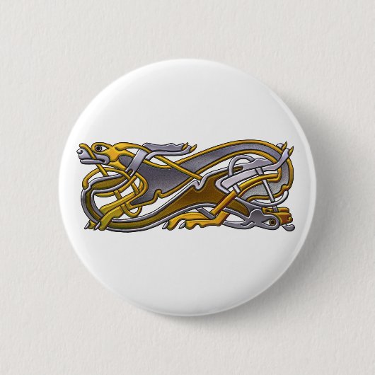 Celtic Knot 2 dogs - goud en zilver Ronde Button 5,7 Cm (Voorkant)