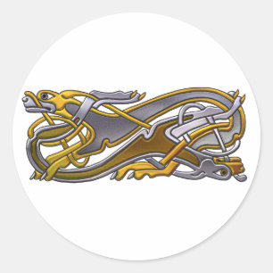 Celtic Knot 2 dogs - goud en zilver Ronde Sticker
