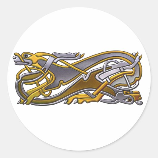 Celtic Knot 2 dogs - goud en zilver Ronde Sticker (Voorkant)