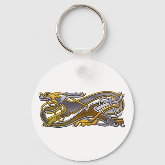 Celtic Knot 2 dogs - goud en zilver Sleutelhanger (Voorkant)