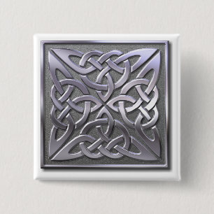 Celtic Knot 4 square-Silver Vierkante Button 5,1 Cm