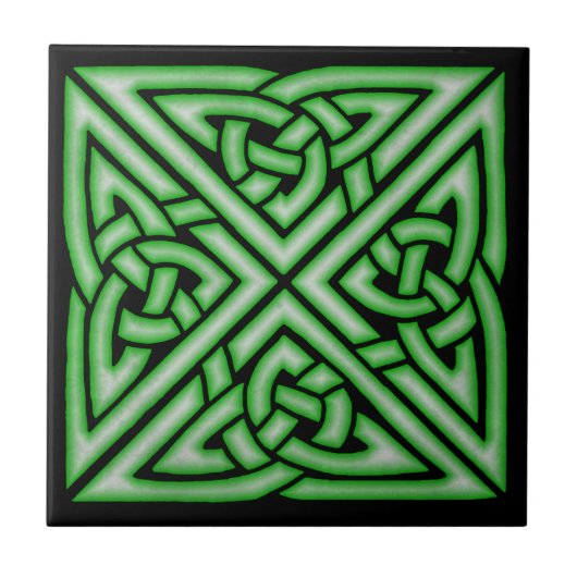 Celtic Knot Art Design in Green Tegeltje (Voorkant)