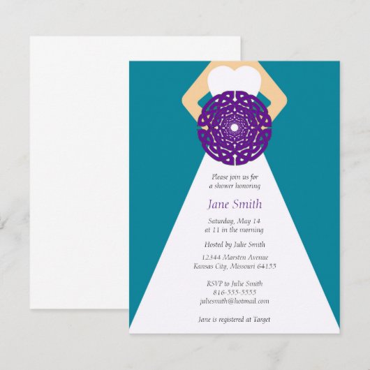 Celtic Knot Bridal Shower Invitation Kaart (Voorkant / Achterkant)