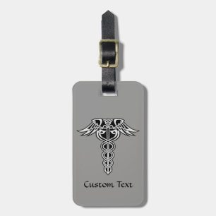 Celtic Knot Caduceus Bagagelabel