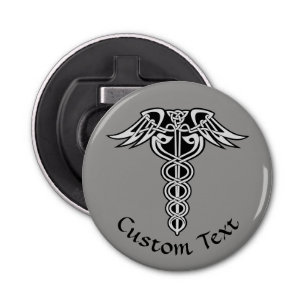 Celtic Knot Caduceus Button Flesopener