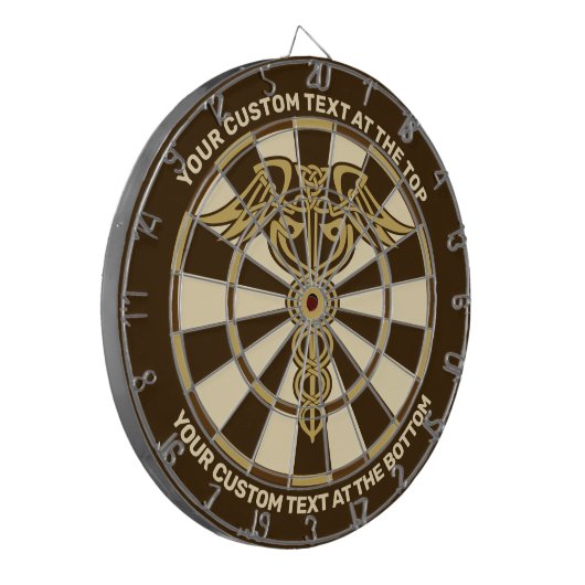 Celtic Knot Caduceus dartboard met aangepaste teks Dartbord (Voorkant Links)