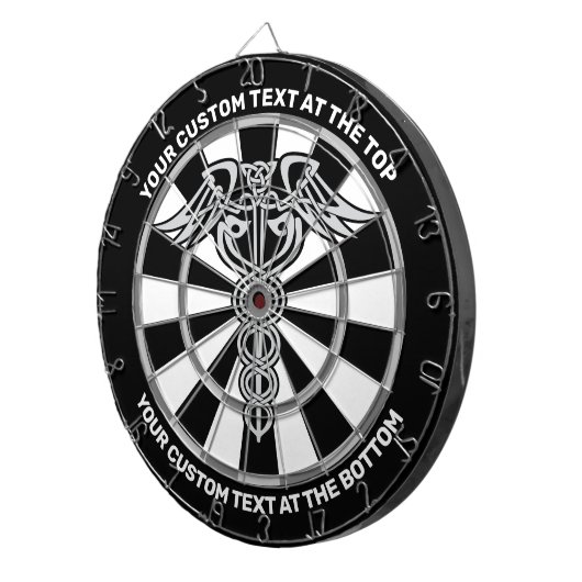 Celtic Knot Caduceus dartboard met aangepaste teks Dartbord (Voorkant Rechts)