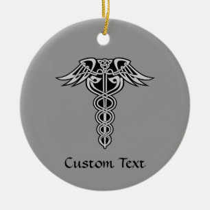 Celtic Knot Caduceus Keramisch Ornament