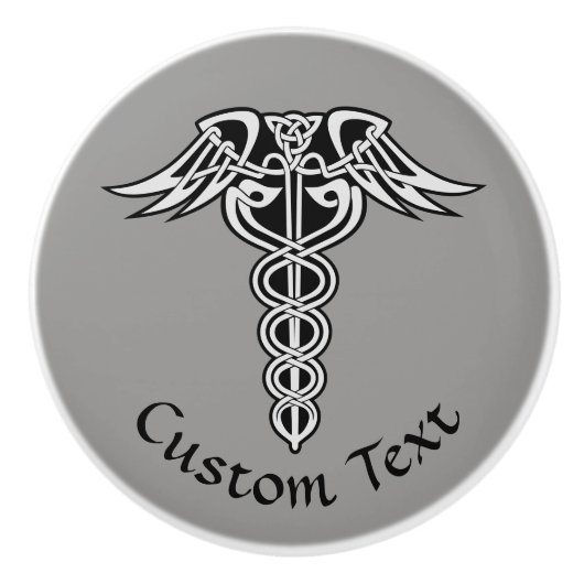 Celtic Knot Caduceus Keramische Knop (Voorkant)