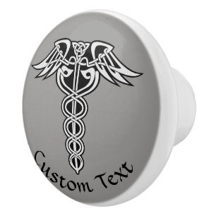 Celtic Knot Caduceus Keramische Knop
