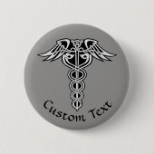 Celtic Knot Caduceus Ronde Button 5,7 Cm (Voorkant)