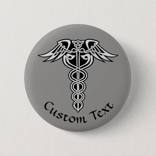 Celtic Knot Caduceus Ronde Button 5,7 Cm (Voorkant)
