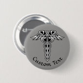 Celtic Knot Caduceus Ronde Button 5,7 Cm (Voorkant /achterkant)