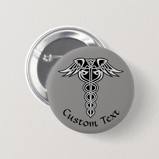 Celtic Knot Caduceus Ronde Button 5,7 Cm (Voorkant /achterkant)
