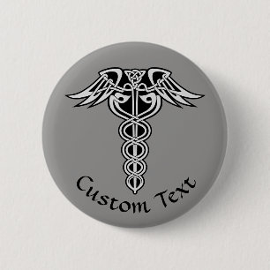 Celtic Knot Caduceus Ronde Button 5,7 Cm
