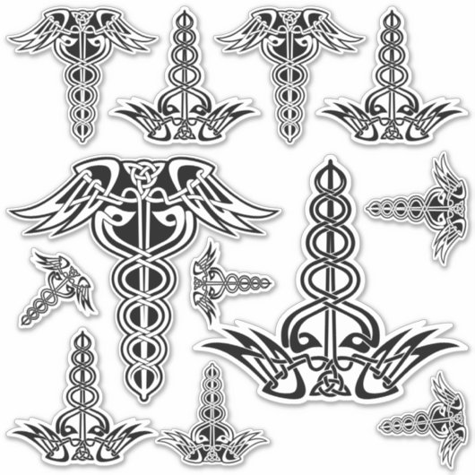 Celtic Knot Caduceus Sticker Set (Voorkant)