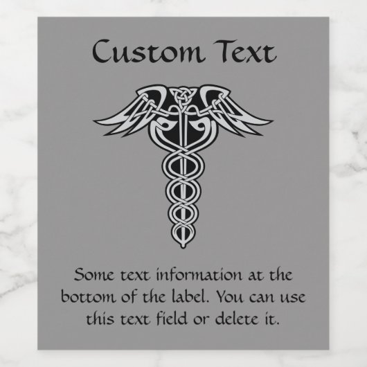 Celtic Knot Caduceus Wijn Etiket (Enkel label)