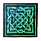 Celtic Knot Ceramic Tegel: Square Blue Green Desig Tegeltje (Voorkant)