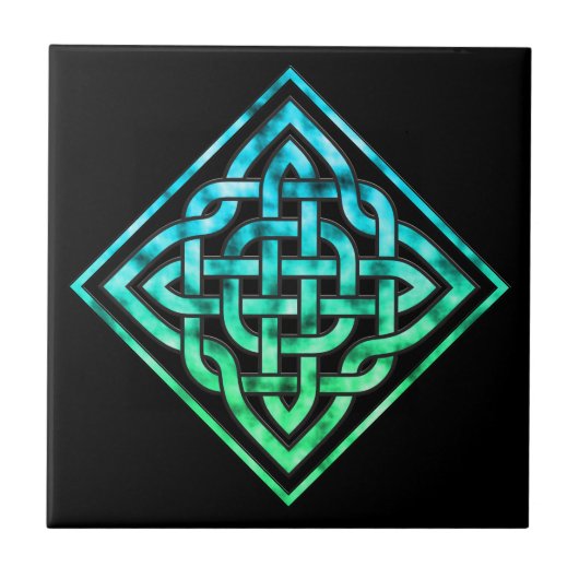 Celtic Knot Ceramic Tile - Diamond Blue Tegeltje (Voorkant)