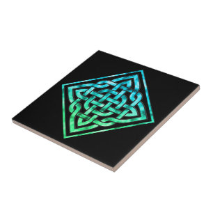 Celtic Knot Ceramic Tile - Diamond Blue Tegeltje