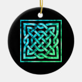 Celtic Knot Circle - Square Blue Green Keramisch Ornament (Voorkant)