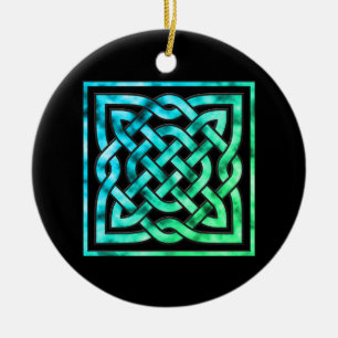 Celtic Knot Circle - Square Blue Green Keramisch Ornament