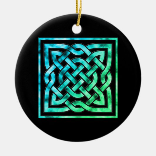 Celtic Knot Circle - Square Blue Green Keramisch Ornament (Voorkant)