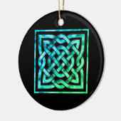 Celtic Knot Circle - Square Blue Green Keramisch Ornament (Links)