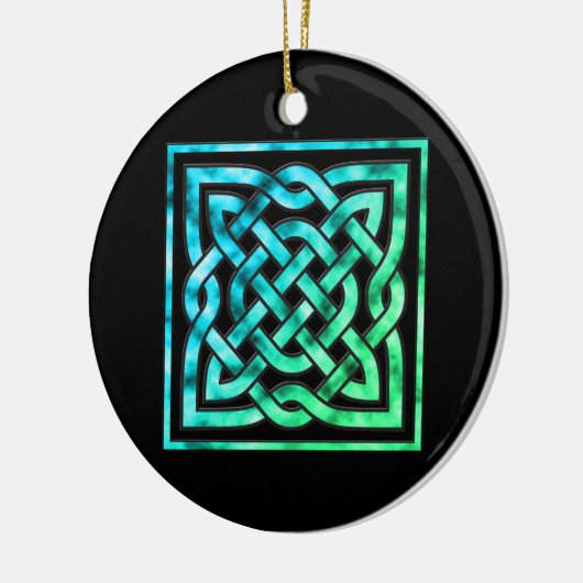 Celtic Knot Circle - Square Blue Green Keramisch Ornament (Links)
