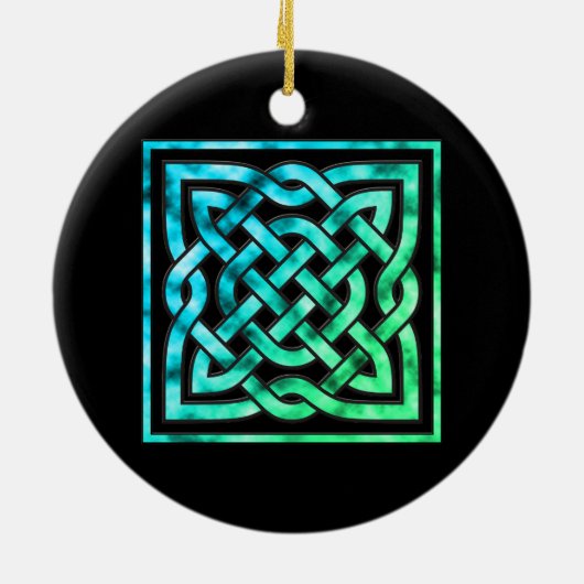 Celtic Knot Circle - Square Blue Green Keramisch Ornament (Achterkant)