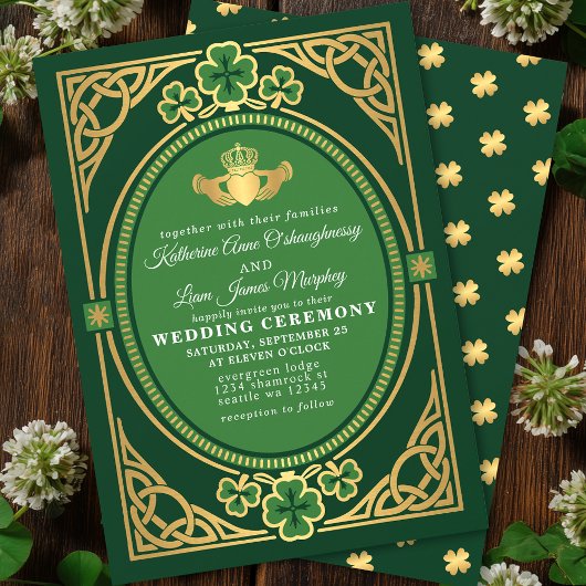 Celtic Knot Claddagh Shamrock Trouw Groen Kaart