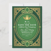 Celtic Knot Claddagh Shamrock Trouw Groen Save The Date (Voorkant)