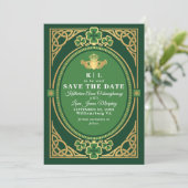 Celtic Knot Claddagh Shamrock Trouw Groen Save The Date (Staand voorkant)