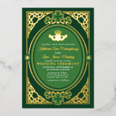 Celtic Knot Claddagh Shamrock Wedding Green  Folie Uitnodiging (Voorkant)