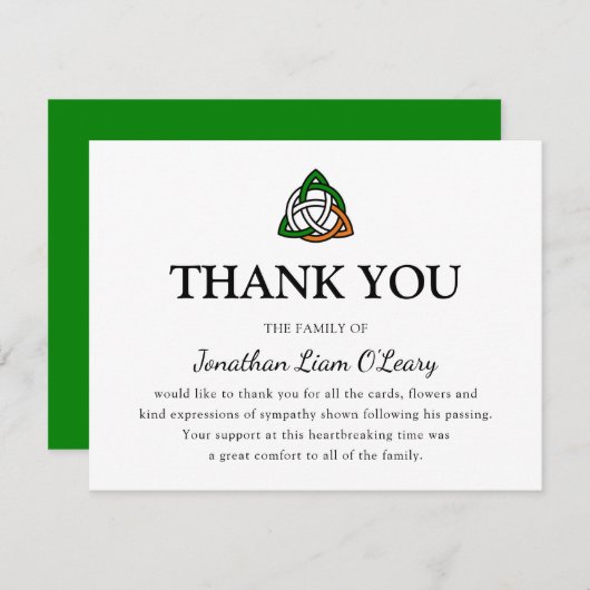 Celtic Knot Classic Ierse begrafenis Bedankkaart (Voorkant / Achterkant)