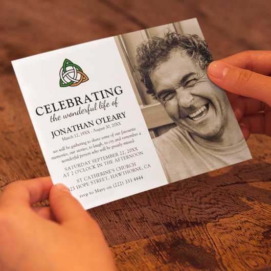 Celtic Knot Classic Irish Funeral Memorial Foto Kaart