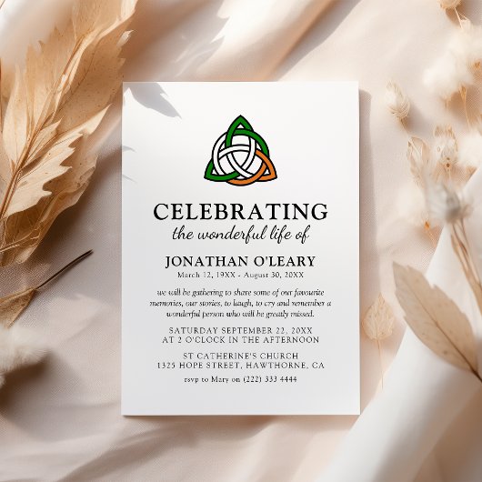 Celtic Knot Classic Irish Funeral Memorial Invitat Kaart