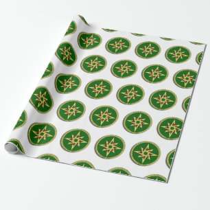 Celtic Knot Compass on Green Square Sticker Cadeaupapier
